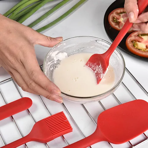 Vista 7 de Juego de espátulas de silicona, raspadores resistentes al calor, utensilios de cocina de cocina Juego de espátulas de silicona, utensilios