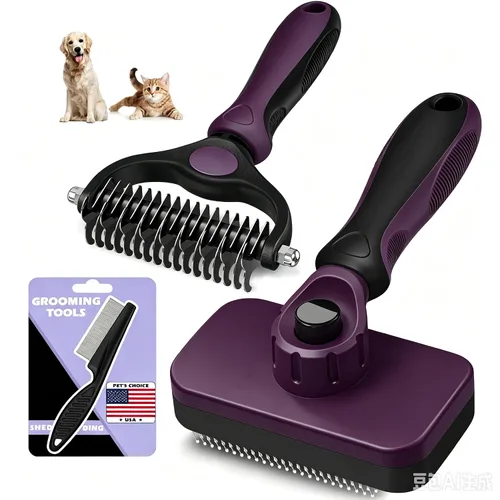 Vista 14 de Cepillo profesional de limpieza automática y rastrillo de aseo de mascotas y peine de pulgas para perros, gatos y caballos Peine de Negro
