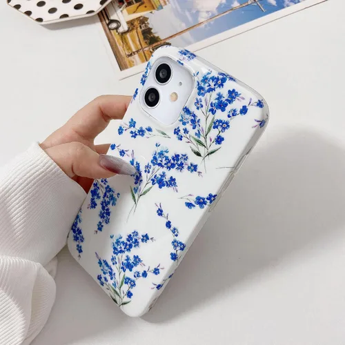 Vista 4 de J.west Funda floral para iPhone 12 y iPhone 12 Pro de 6.1 pulgadas, diseño de patrón de flores de TPU suave, parachoques a prueba de golpes