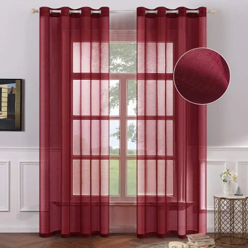 Vista 22 de MIULEE 2 paneles de cortinas semitransparentes beige para ventana, elegantes con ojales en la parte superior, cortinas de gasa