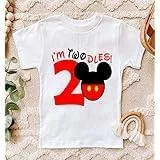 Vista 2 de Lil' Daisy store Conjunto de Camiseta de Mickey "Soy Twodles Segundo Cumpleaños" Regalo de 2do Cumpleaños