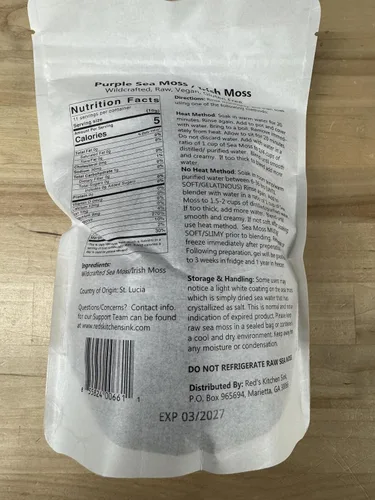 Vista 2 de Musgo marino púrpura – silvestre de Santa Lucía 4oz Hace ~50oz de gel de musgo marino 100% natural y crudo Apoya el bienestar diario, la piel