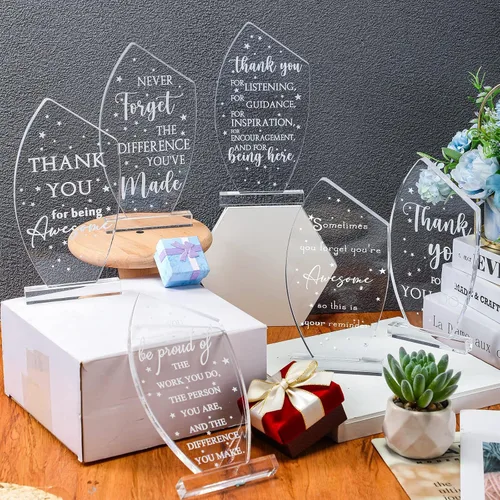 Vista 4 de Geelin 6 piezas de regalo de agradecimiento a los empleados, regalos de agradecimiento de acrílico, placa inspiradora, recuerdo para compañeros