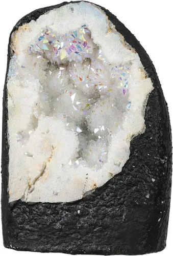 Vista 7 de Nupuyai Grupo de geoda de cristal de cuarzo con revestimiento de titanio irregular natural para Reiki Rock Crystal Mineral Espécimen para decoración