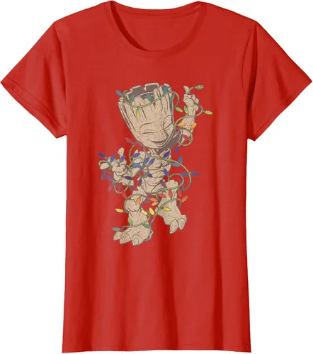 Vista 27 de Marvel Camiseta de luces navideñas Guardians Of The Galaxy Groot, Negro, S