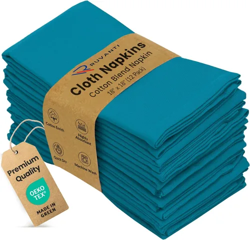 Vista 30 de Ruvanti - Juego de 4 servilletas de tela de 45x45 centímetros, lavables, suaves, duraderas, absorbentes, mezcla de algodón. Servilletas de mesa