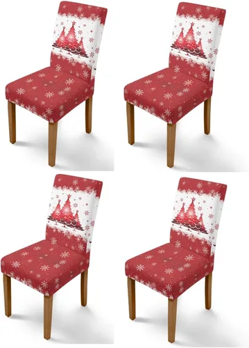 Vista 98 de Rnyleeg Fundas navideñas para sillas de comedor, fundas de asiento de comedor con estampado de campanas brillantes, juego de 1 funda suave y lavable