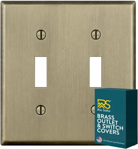 Vista 78 de Rio Salto BRASS Signature Collection MIDSIZE - Placa de pared de metal dorado para interruptor de luz o cubierta de tomacorriente, placa de pared