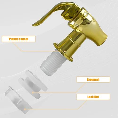 Vista 5 de Biaungdo 2 piezas de espita de repuesto para dispensador de bebidas, dispensador de bebidas estilo empuje dorado, grifo de repuesto para dispensador