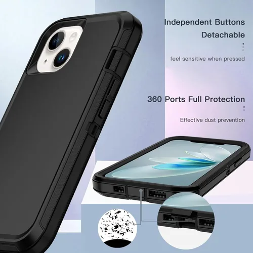 Vista 5 de Funda para Apple iPhone 12 / iPhone 12 Pro (6.1 pulgadas), resistente a los golpes, a prueba de polvo y caídas, doble capa, color negro