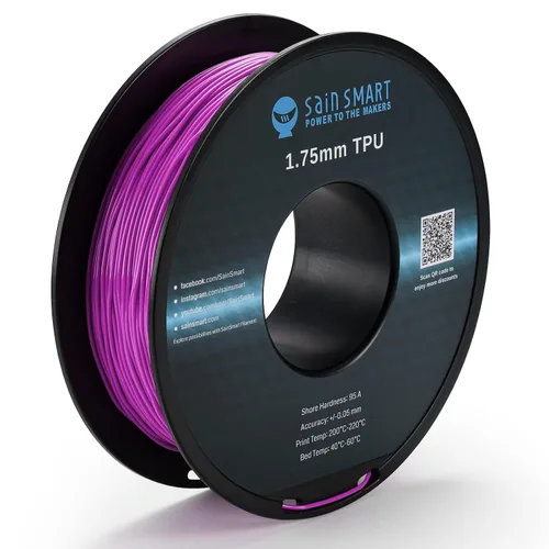 Vista 12 de SainSmart - Filamento de impresión 3D flexible de TPU, 1.75 mm, 0.8 kg, precisión dimensional +/- 0.05 mm, Kaoss Violeta