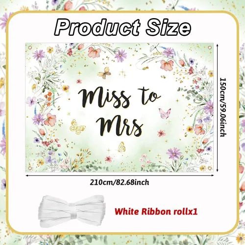 Vista 2 de AIBIIN Fondo floral de 7 x 5 pies con diseño de flores silvestres para despedida de soltera, decoración de fiesta de boda, decoración de fiesta