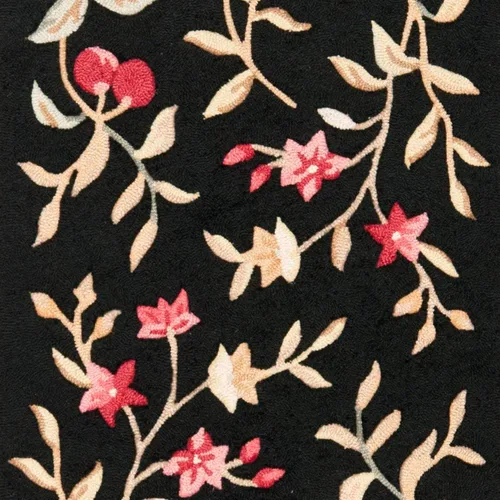 Vista 3 de SAFAVIEH Easy Care Collection EZC410B - Alfombra de pasillo floral con gancho a mano, 2 pies 6 pulgadas x 10 pies, color negro