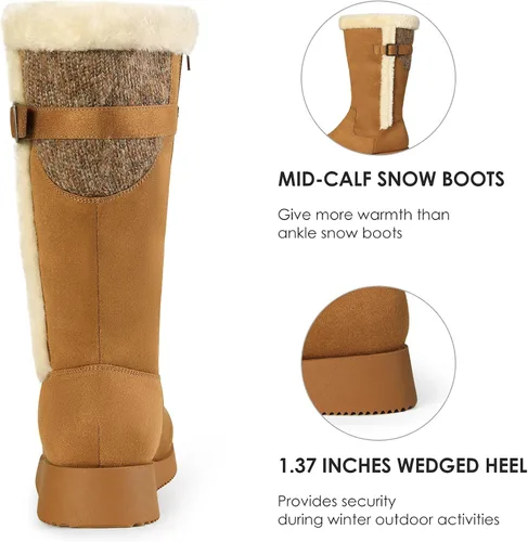 Vista 3 de DREAM PAIRS Botas de nieve de invierno para mujer, a media pantorrilla, a la moda, peludas, cálidas