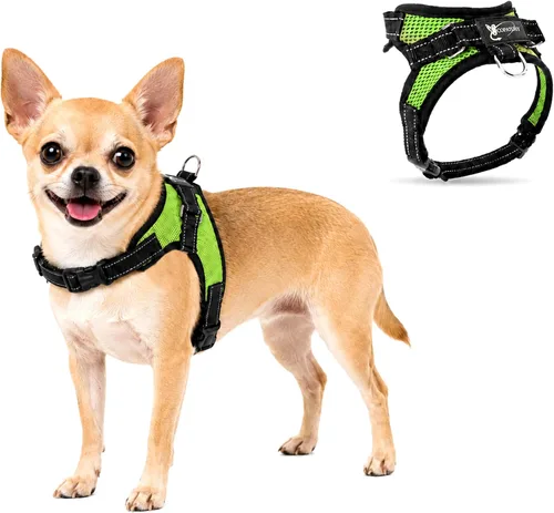 Vista 11 de Arnés ajustable reflectante para perro con asa evita tirones, XXS, Negro