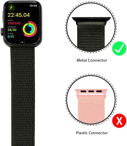 Vista 3 de IFCASE Paquete de 2 brazaletes deportivos de nailon para Apple Watch de 1.929 in 1.811 in 1.772 in 1.732 in 1.654 in 1.614 in 1.575 in iWatch Series