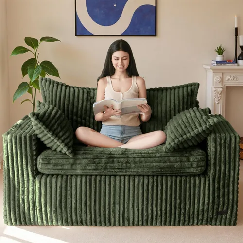 Vista 10 de MAXYOYO Sofá biplaza sin hueso, sofá Cloud con respaldo y almohadas