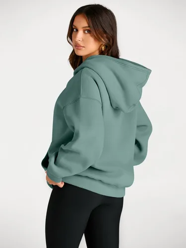 Vista 70 de Trendy Queen - Sudaderas extragrandes con capucha para mujer, suéteres de manga larga, sin botones, de vellón, de otoño, ropa de invierno