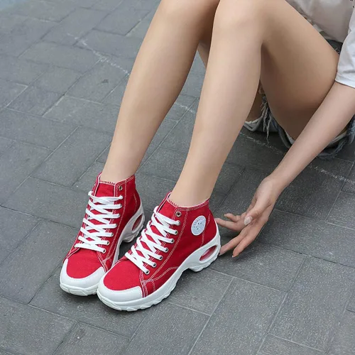 Vista 5 de Zapatos deportivos de lona con suela alta para mujer