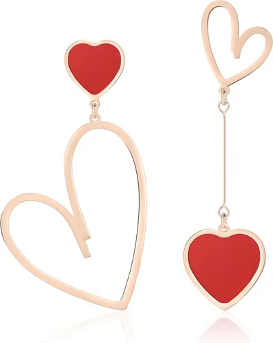Vista 18 de Linawe Mismatched Heart Dangle Earrings for Women Trendy