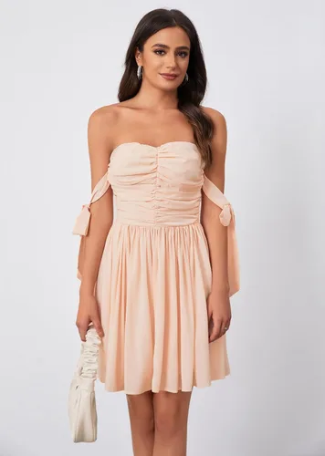 Vista 2 de Zexxxy Vestido corto de gasa para mujer, vestido corto formal de noche, tirantes delgados, plisado, tallas S-XXL