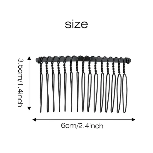 Vista 3 de Lawie Paquete de 30 peines laterales de metal plateado, dorado y negro, 15 dientes, pinzas para el cabello con alambre giratorio, para boda, velo