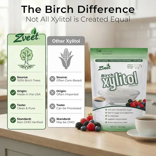 Vista 5 de Edulcorante de Abedul Xylitol de Zveet (fabricado en EE. UU)