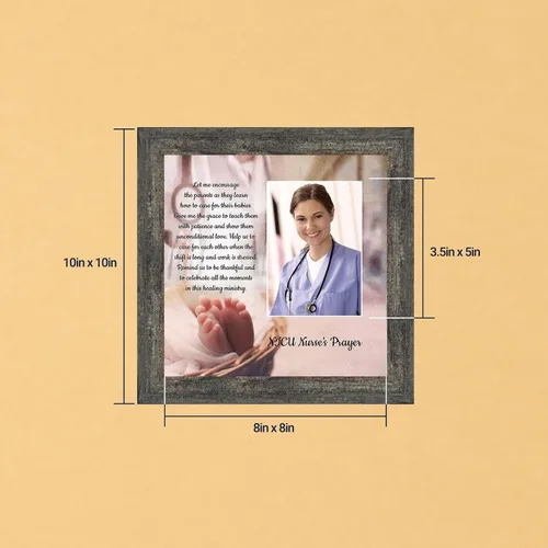 Vista 5 de NICU Nurse Gift, Nurse’s Prayer Thank You Gift, Photo Frame Wall Art Barnwood