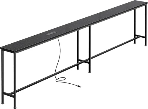 Vista 19 de SUPERJARE Mesa consola con tomacorriente, mesa de sofá de 63 pulgadas con estación de carga, mesa de entrada estrecha, mesa de pasillo delgada, mesa