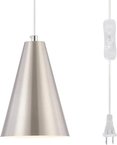 Vista 18 de Lámpara colgante negra enchufable, luces colgantes con interruptor de encendido/apagado de cable de enchufe, mini luces colgantes para isla