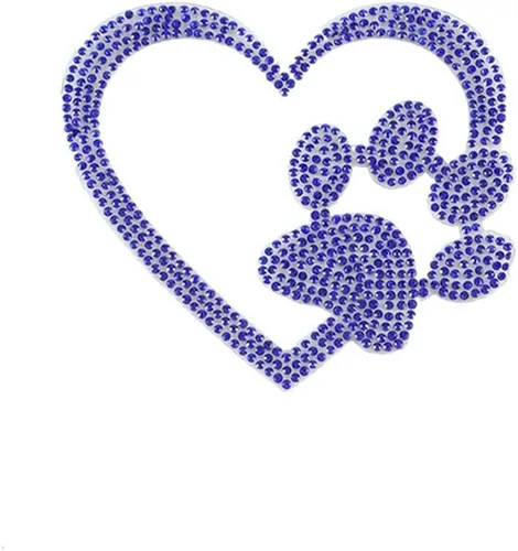 Vista 9 de Calcomanía con estampado de corazón de pata de perro, decoración de automóvil con diamantes de imitación, lindo estampado de pata de perro
