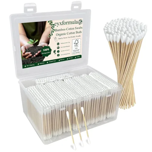 Vista 12 de 800 Hisopos de Algodón de Bambú - Bastoncillos de Algodón Orgánico Natural con Puntas Dobles, Hipoalergénicos, Hisopos Biodegradables para Limpieza