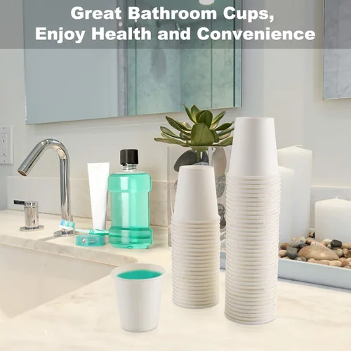 Vista 3 de 【Paquete de 100 vasos de papel de 3 onzas】 vasos de papel de abeto para frío y calor, tazas de enjuague bucal, tazas de papel de baño de 3 onzas
