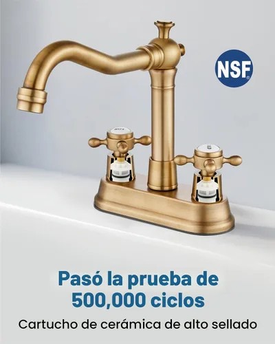 Vista 4 de Aolemi Grifo de lavabo de baño de 4 pulgadas, estilo vintage, 2 asas cruzadas, grifo mezclador para caravana, lavabo, lavabo, 3 agujeros, incluye