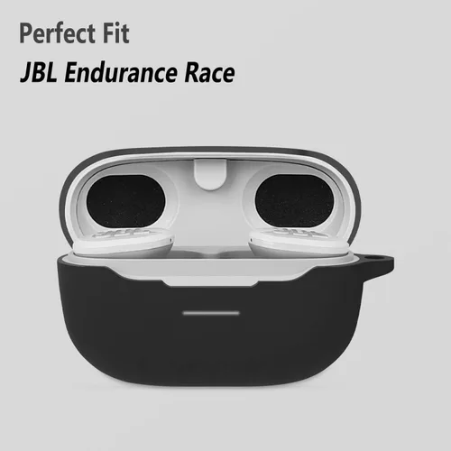 Vista 3 de Geiomoo Funda de silicona compatible con JBL Endurance Race, funda protectora con mosquetón (negro)