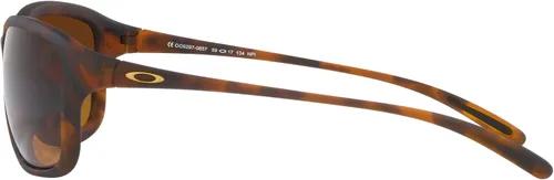 Vista 2 de Oakley Lentes de sol para mujer, marco de tortuga marrón mate, lentes polarizadas degradadas marrones, 2.323in