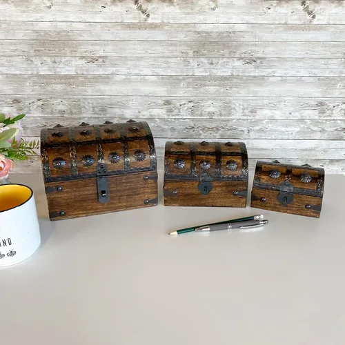 Vista 8 de Nautical Cove Cofre del tesoro de recuerdo y caja de madera decorativa (pequeña de 5 x 3 x 3.25 pulgadas), caja de almacenamiento, caja de madera