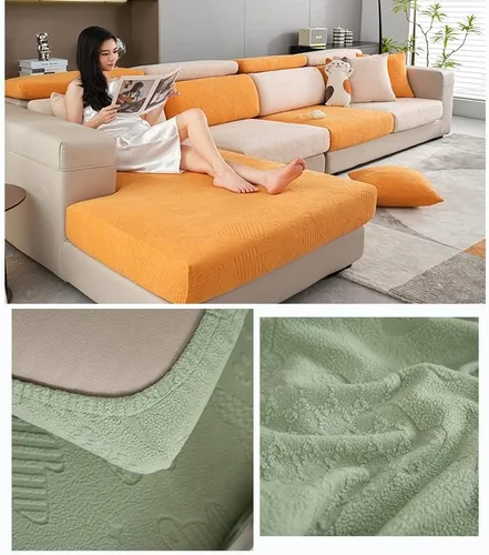 Vista 7 de Funda elástica para cojín de asiento de sofá, protector de muebles, funda de repuesto para cojín individual con bandas elásticas, protector