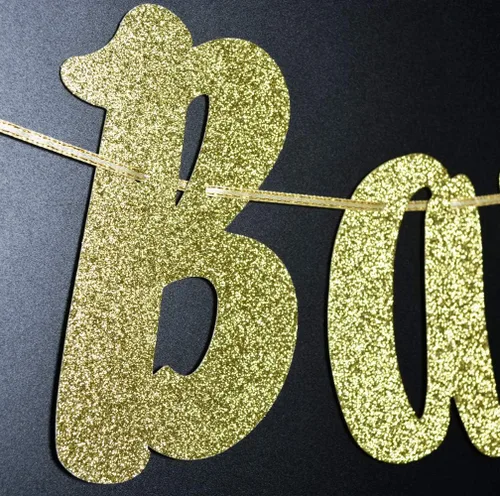 Vista 4 de Pancarta de banderines con purpurina de “Mi Bautizo”, para decoración de bautizo, primera comunión (dorado)