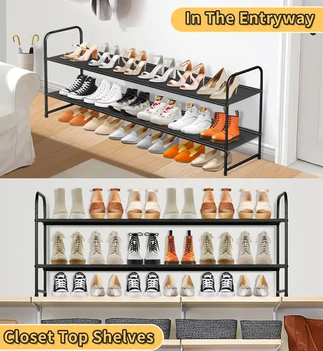 Vista 8 de SLEEPING LAMB Organizador de zapatos largo de 2 niveles y estantes de ropa resistentes