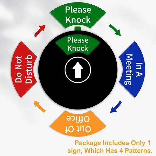 Vista 7 de Señales para Puerta de Oficina, Letrero de "No Molestar/Fuera de la Oficina/Por Favor Llame/En Reunión" en Negro (Negro, 4 Modos)