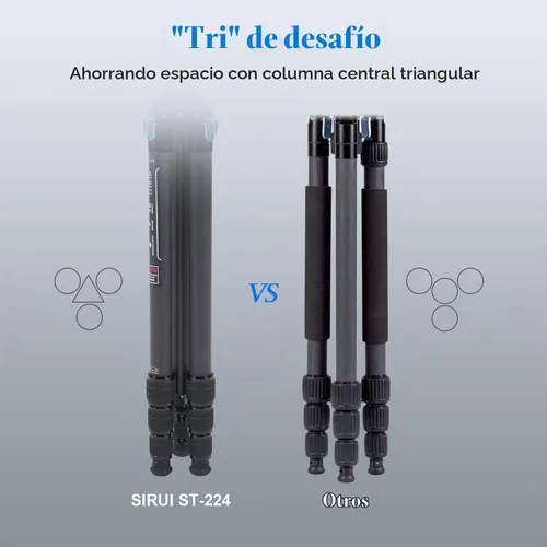 Vista 4 de SIRUI Trípode profesional de fibra de carbono con cabezal de video fluido de 360°, trípode de cámara de video de 72 pulgadas con columna central