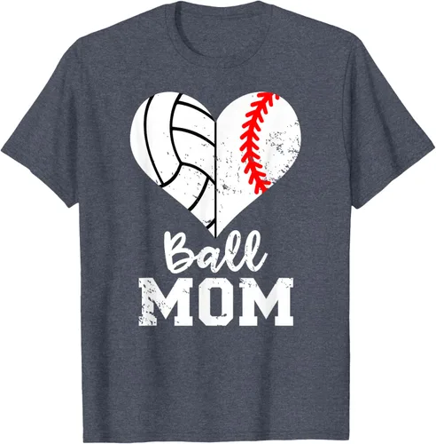 Vista 39 de Ball Mom Heart Funny Baseball Voleibol Mom - Camiseta para mamá, Negro, S
