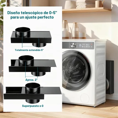 Vista 3 de 84049 Periscope - Ventilación de secadora de acero inoxidable mejorado, ajustable de 0 a 5 pulgadas, conector telescópico de ventilación