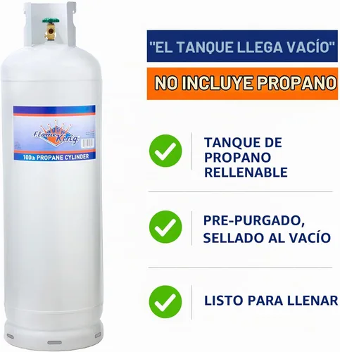 Vista 2 de Flame King Cilindro de tanque de propano de acero de 100 libras (23 galones) con válvula POL y cuello, ideal para sistemas de calefacción mixtos