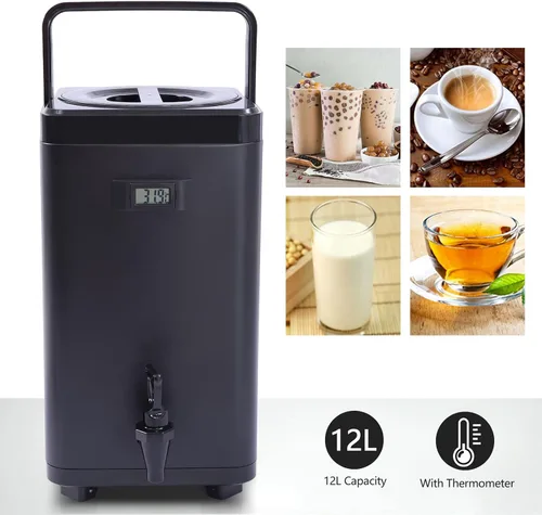 Vista 8 de Dispensador de bebidas aislado de acero inoxidable de 3.17 galones, dispensador de bebidas aislado cuadrado, dispensadores de bebidas frías