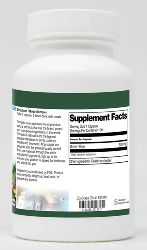 Vista 2 de Arroz Integral - 450 mg (100 Cápsulas, ZIN: 521310)