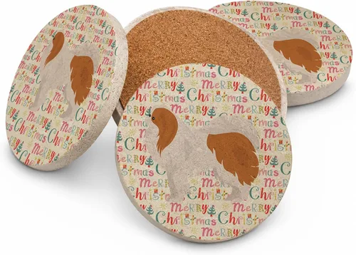 Vista 211 de Abyssinian Sand Terrier Merry Christmas - Posavasos grandes de piedra arenisca (4 unidades)