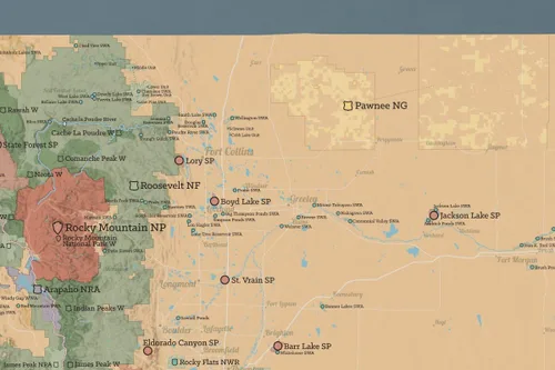 Vista 3 de Colorado Parques estatales & Federal lands Póster Mapa 24 x 36