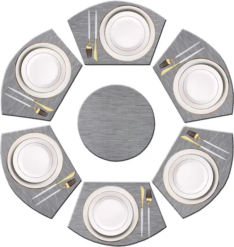Vista 48 de PIGCHCY Juego de 4 manteles individuales en forma de cuña para mesa de comedor, tejido cruzado, lavables, resistentes al calor, manteles Bambúes